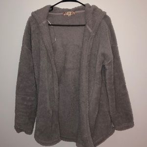 Fuzzy Grey Jacket with Hood